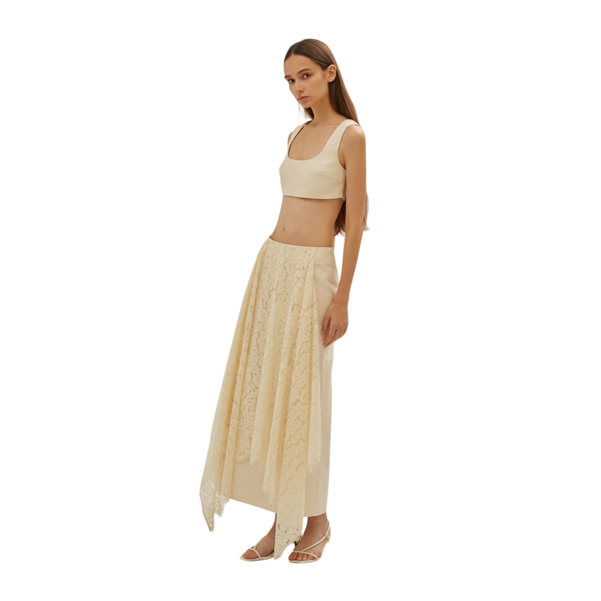 Ivory Lace Midi Skirt