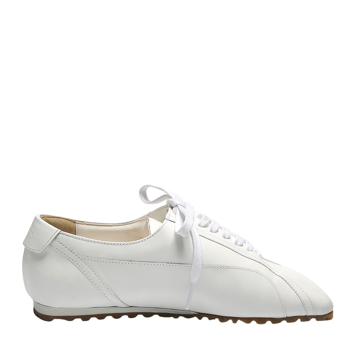 White Leather Minimalist Lace-Up Sneakers