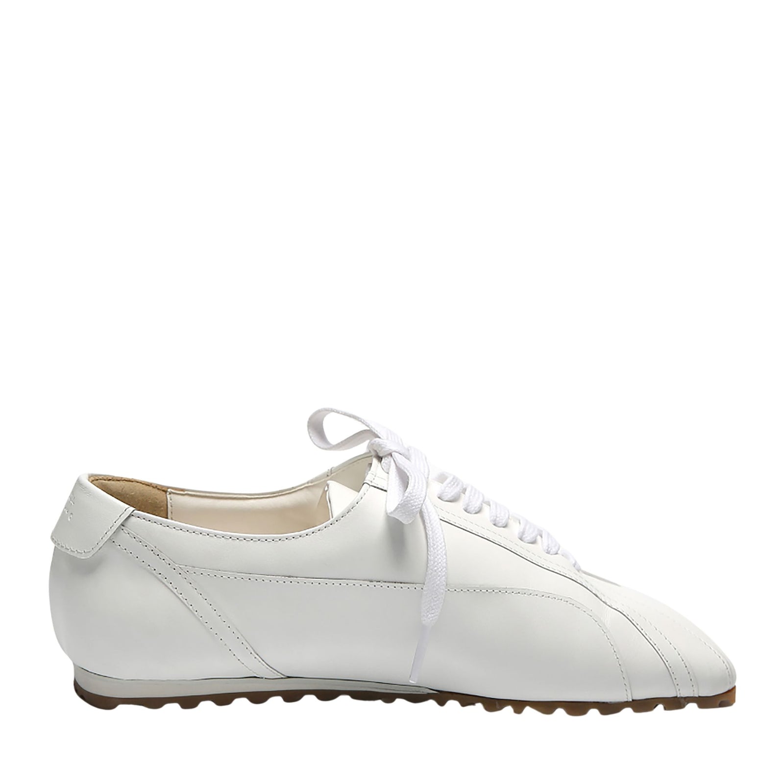White Leather Minimalist Lace-Up Sneakers
