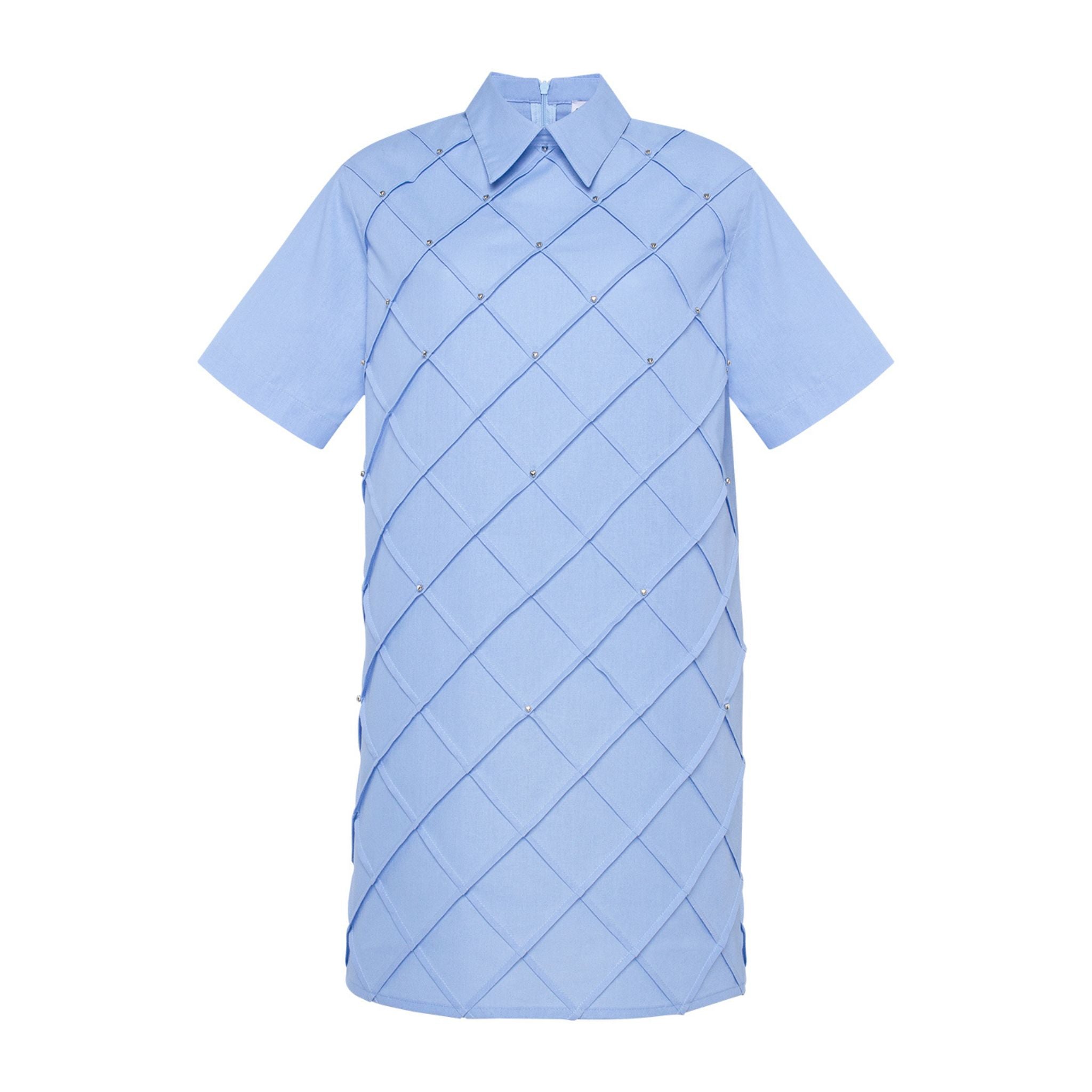 GURANDA - Diamond Grid Shirt Dress | Blue, buy at DOORS NYC