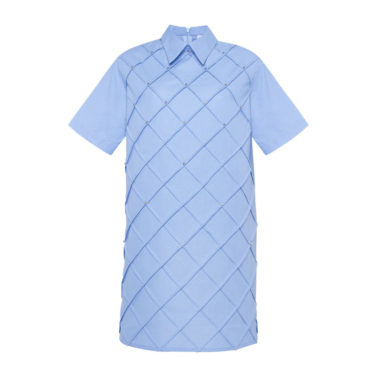 GURANDA - Diamond Grid Shirt Dress | Blue, buy at DOORS NYC