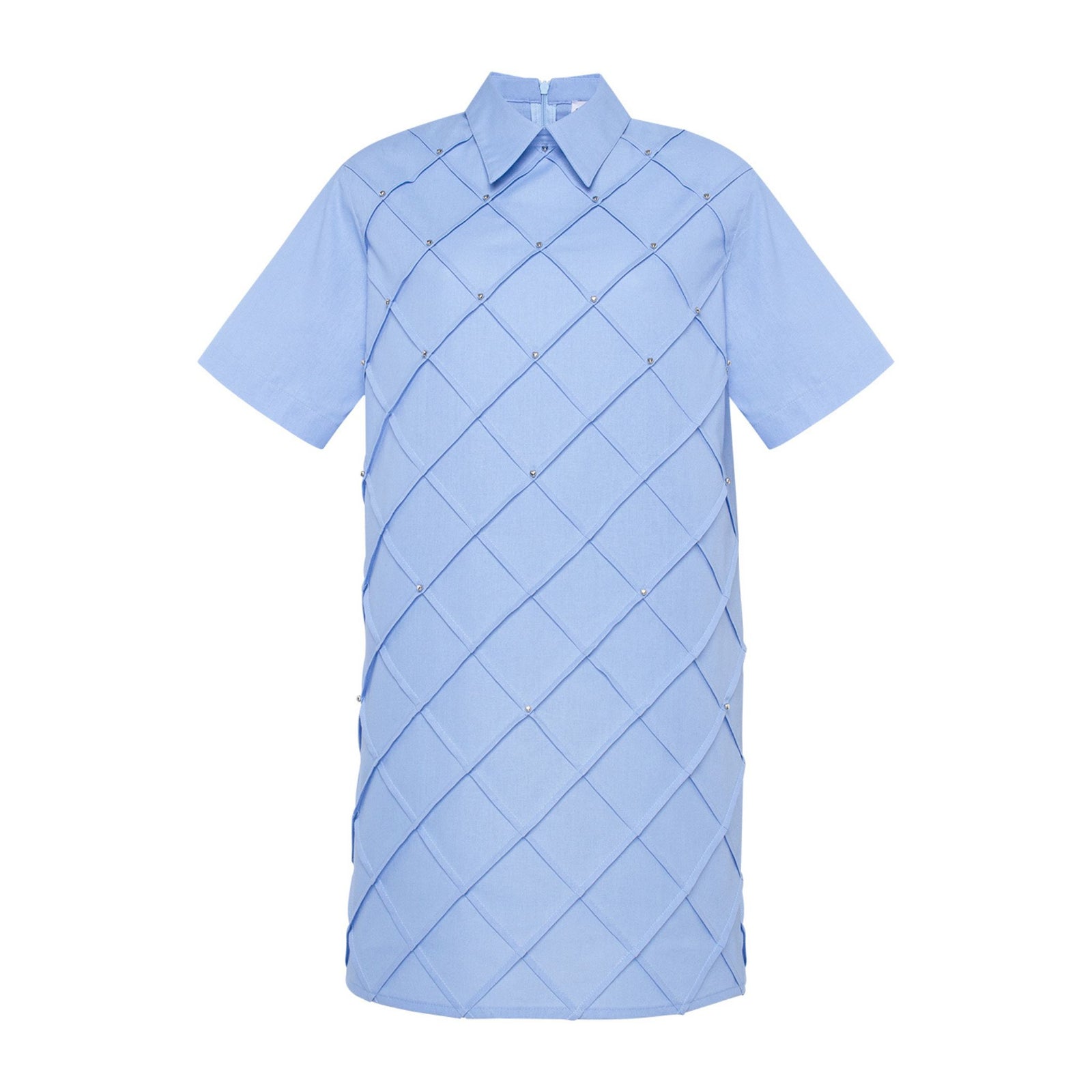 GURANDA - Diamond Grid Shirt Dress | Blue, buy at DOORS NYC