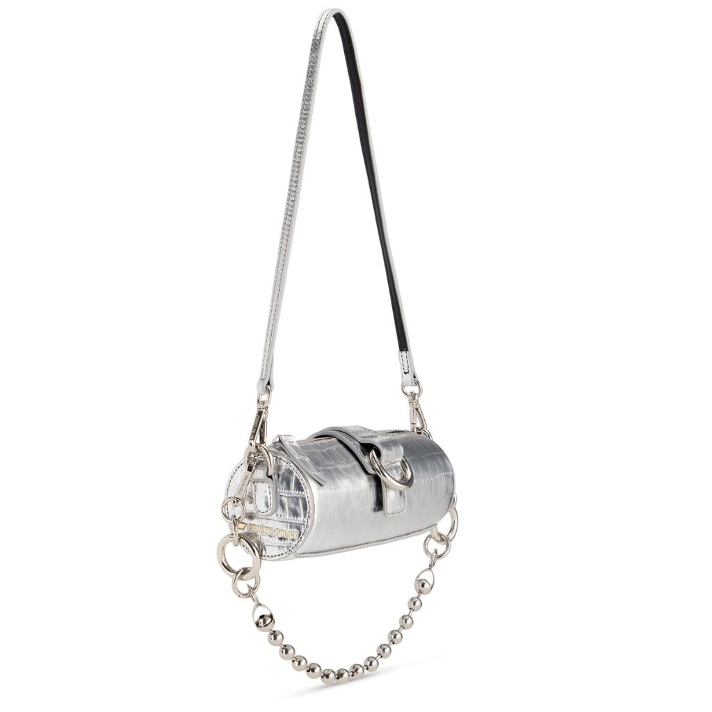 Private Policy, Mini Barrel Bag, Silver, One size, Doors NYC