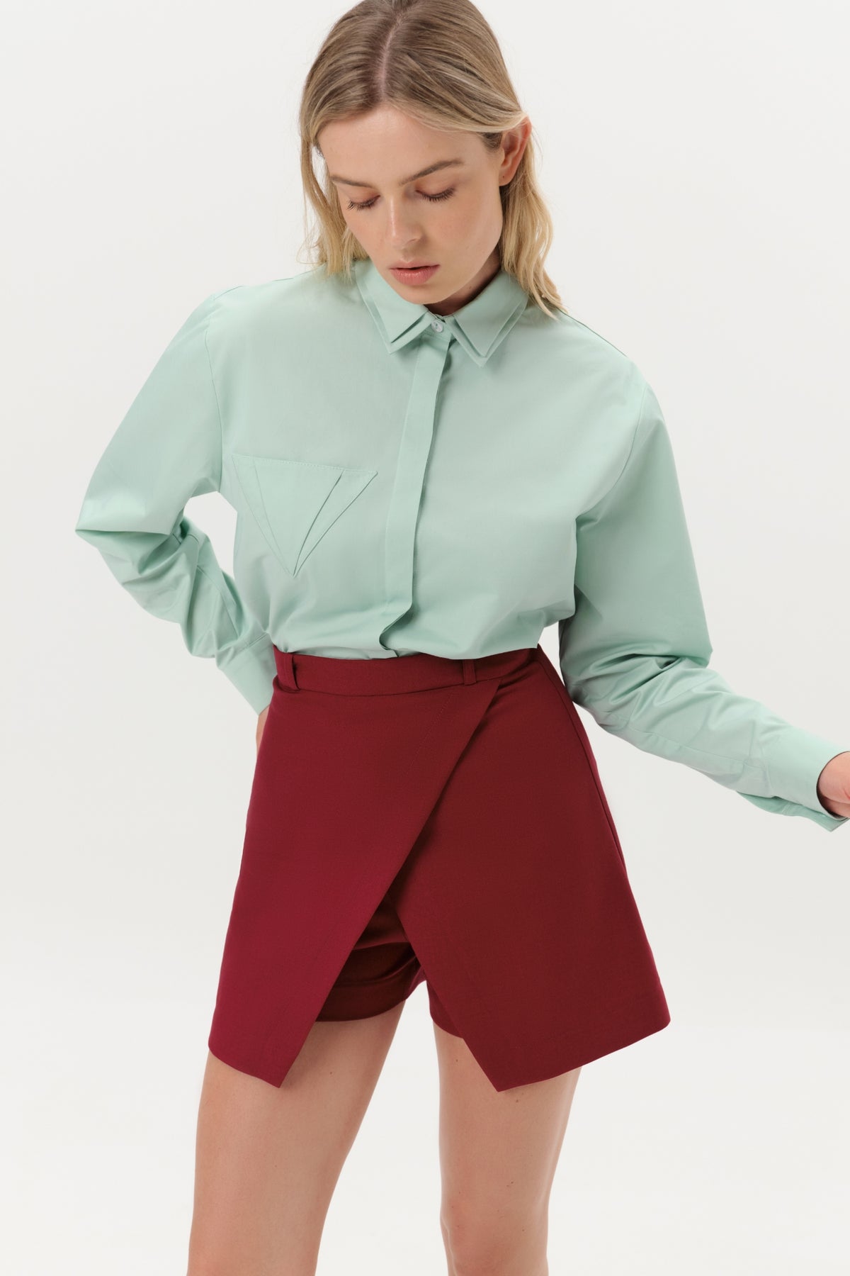 DAR ANN STUDIO - Burgundy AXIS Shorts, buy at DOORS NYC