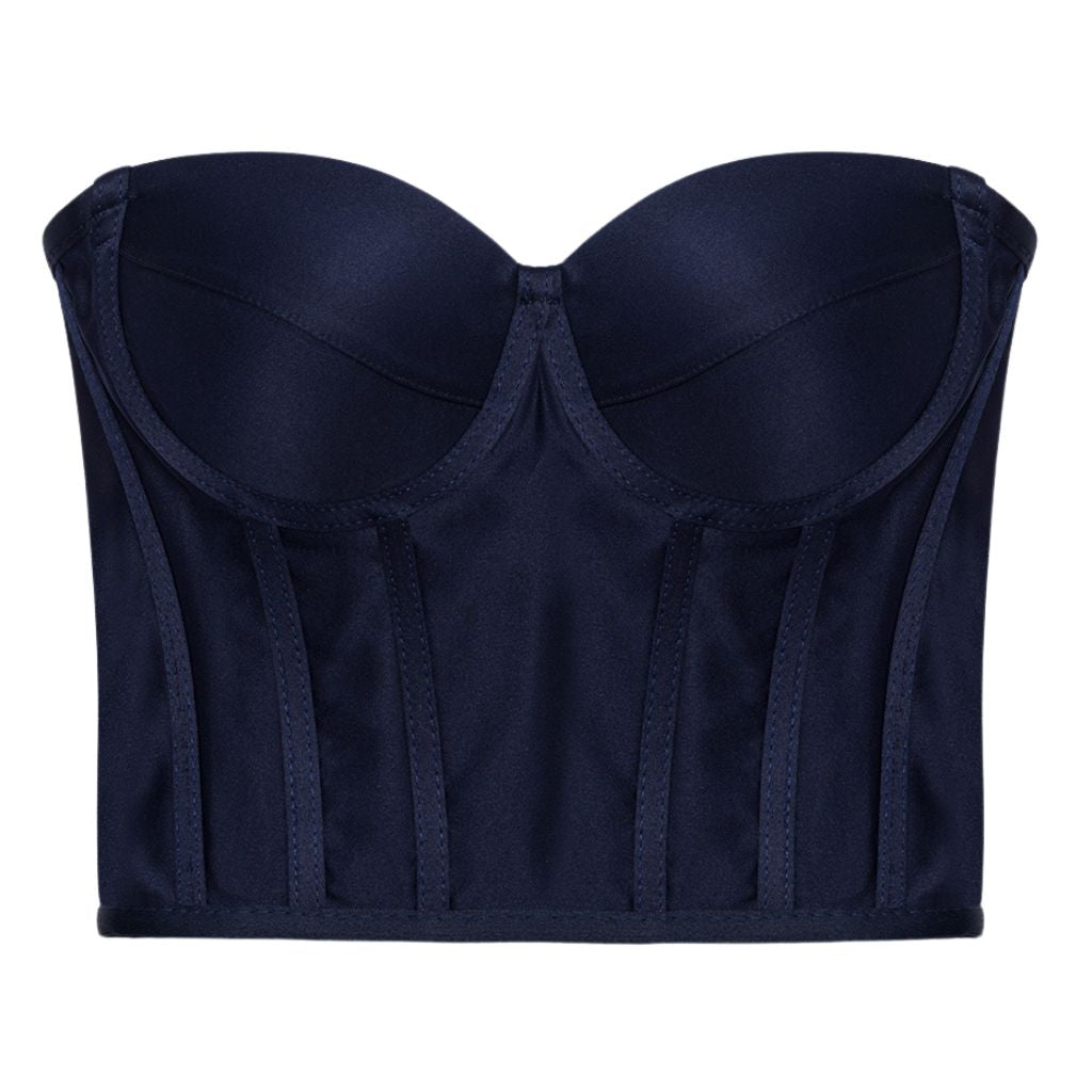 Navy Satin Corset | PR Sample