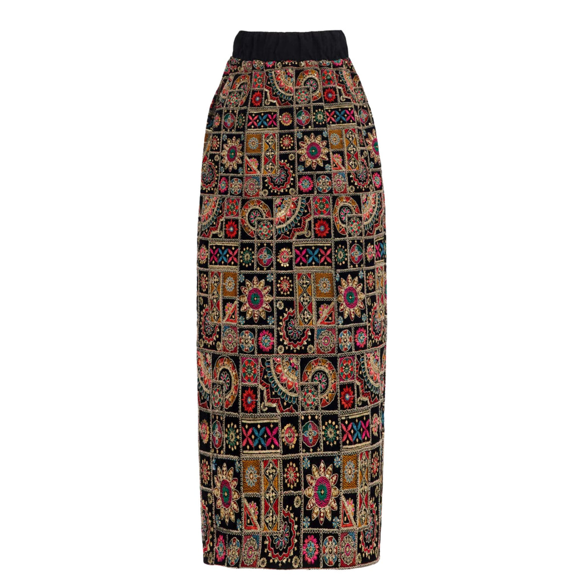 Mid-Calf Embroidered Skirt