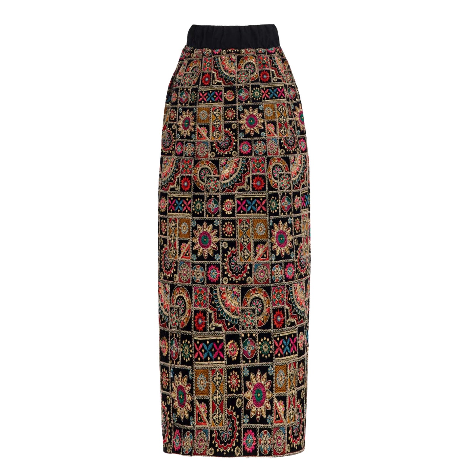 Mid-Calf Embroidered Skirt