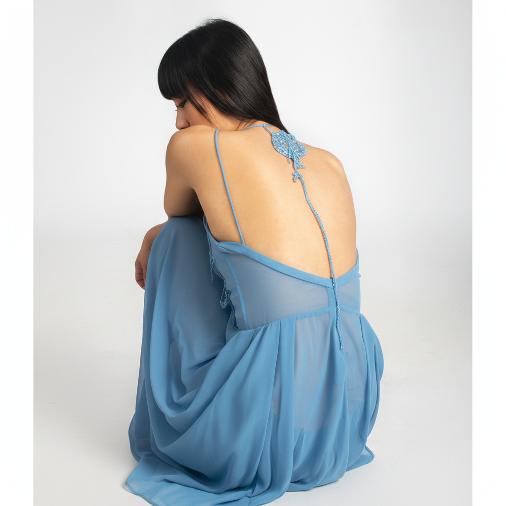 Rose Embroidered Maxi Dress | Blue