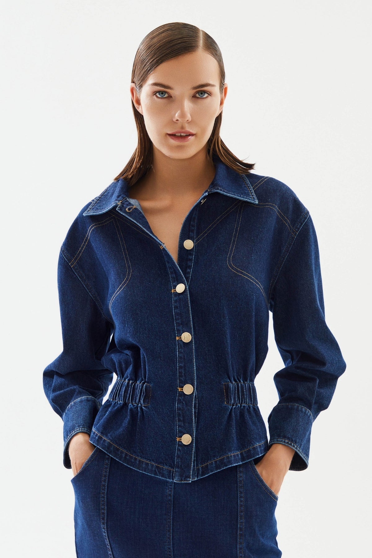 2BE4A - Waist Drawstring Denim Jacket | DOORS NYC