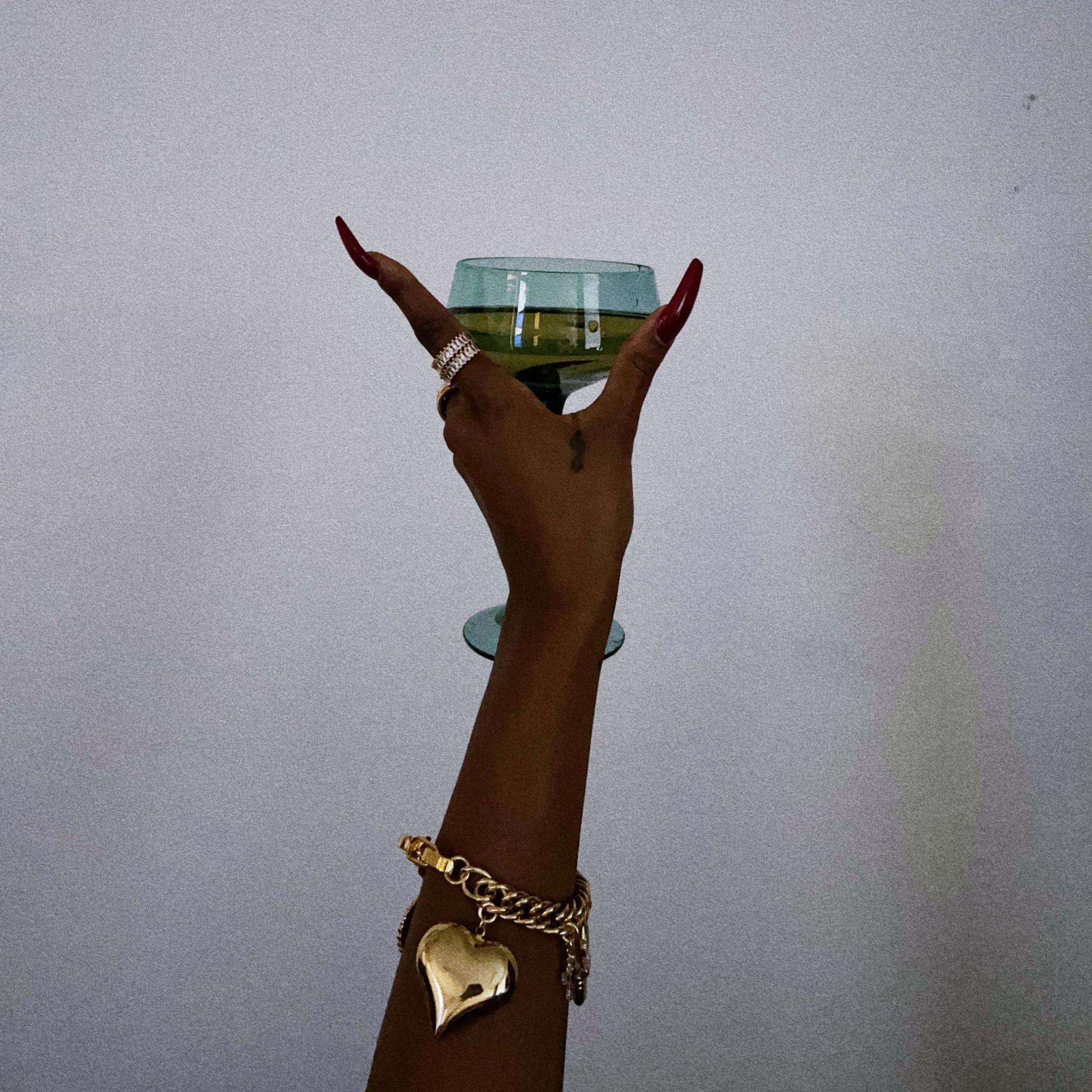 Pearl Cross and Puffy Heart Chunky Charm Bracelet