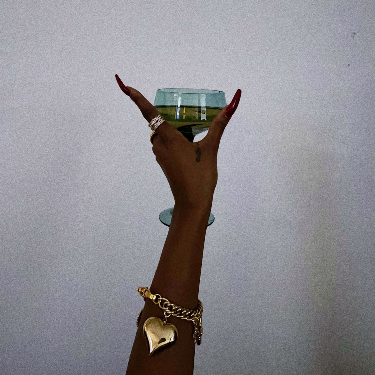 Pearl Cross and Puffy Heart Chunky Charm Bracelet