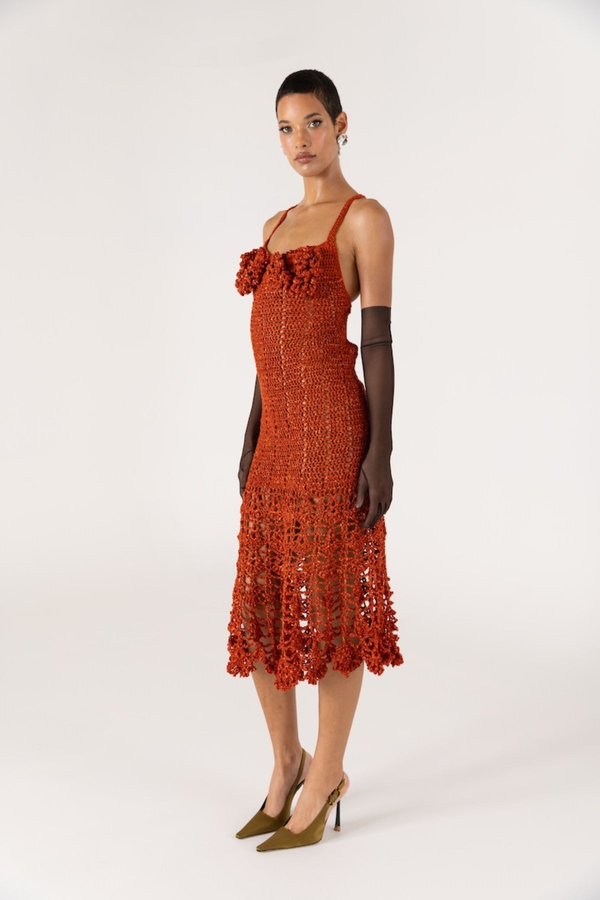 ANDREEVA - Chrysanthemum Terracotta Handmade Crochet Dress