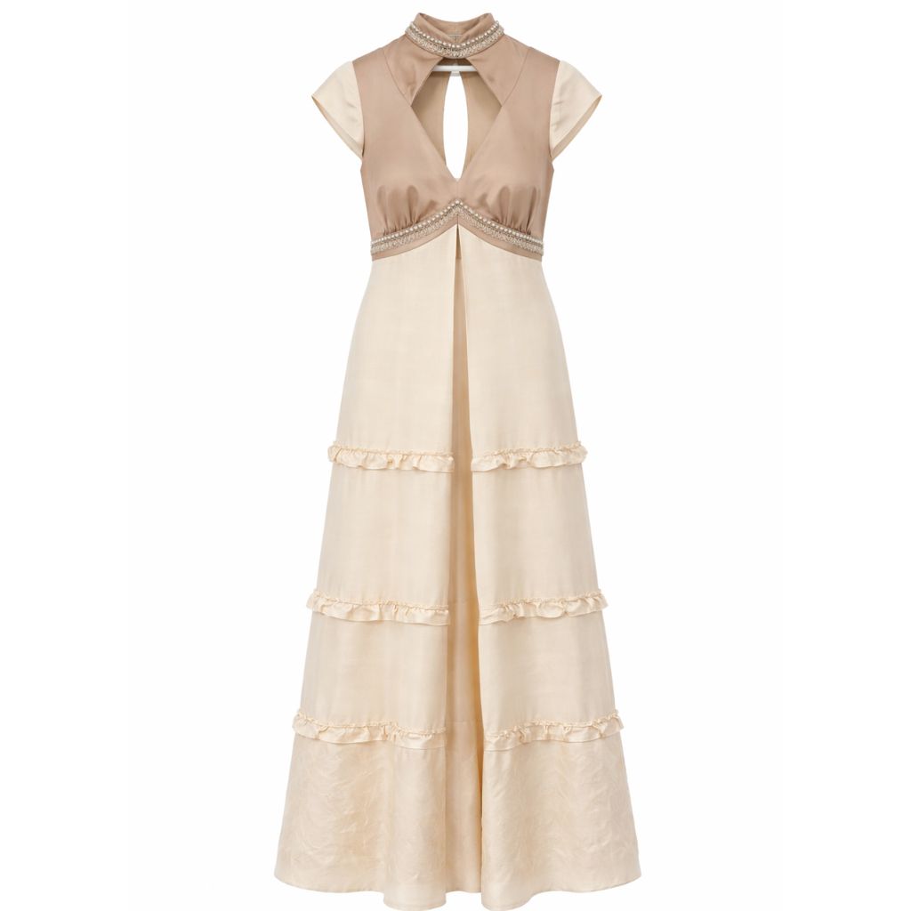 Embellished High-Neck Tiered Dress | PR Sample