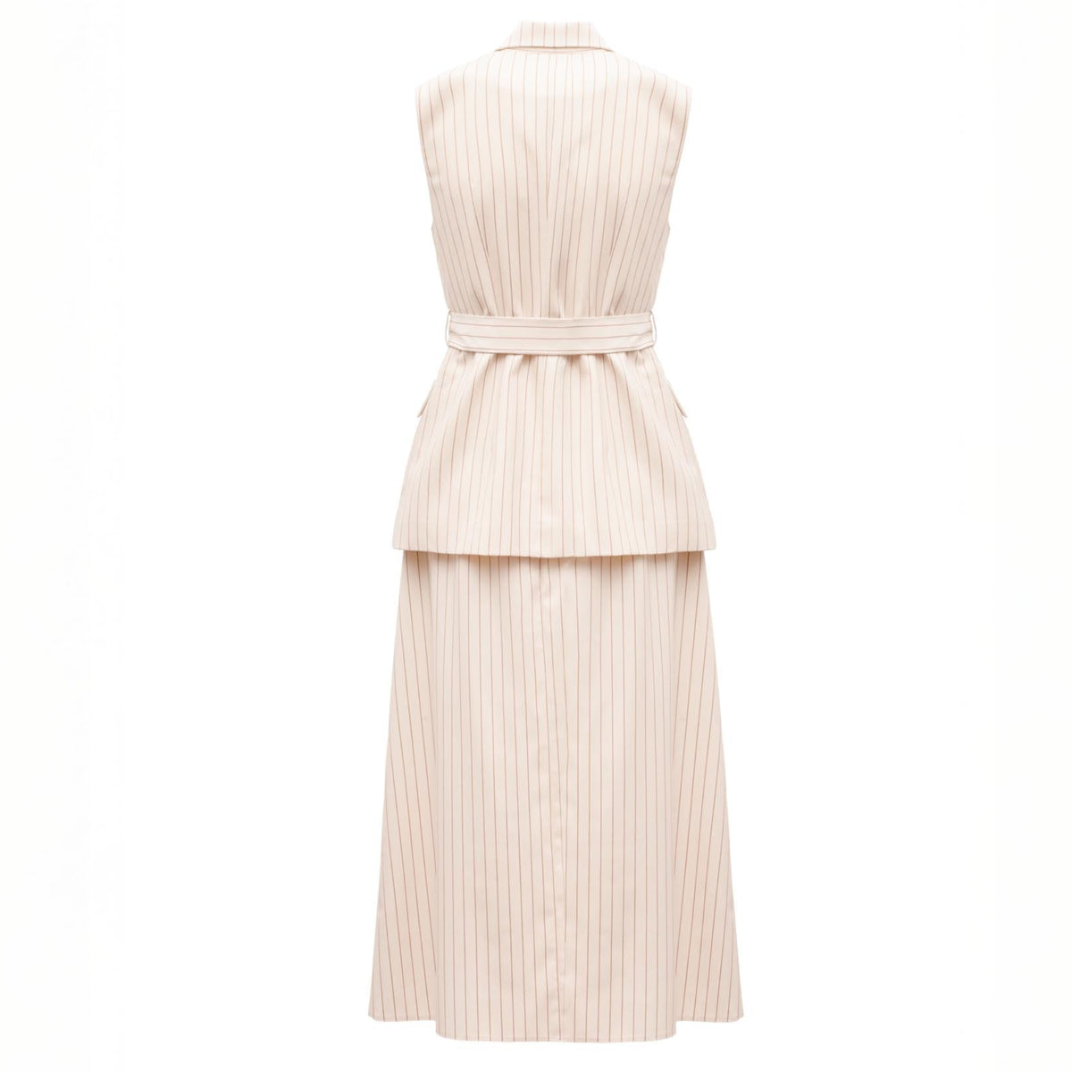 Cream Pinstriped A-Line Midi Skirt