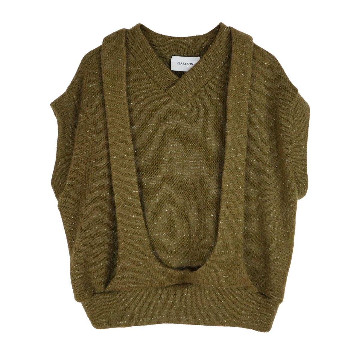 CLARA SON - Sleeveless Knit Sweater | Olive , buy at DOORS NYC