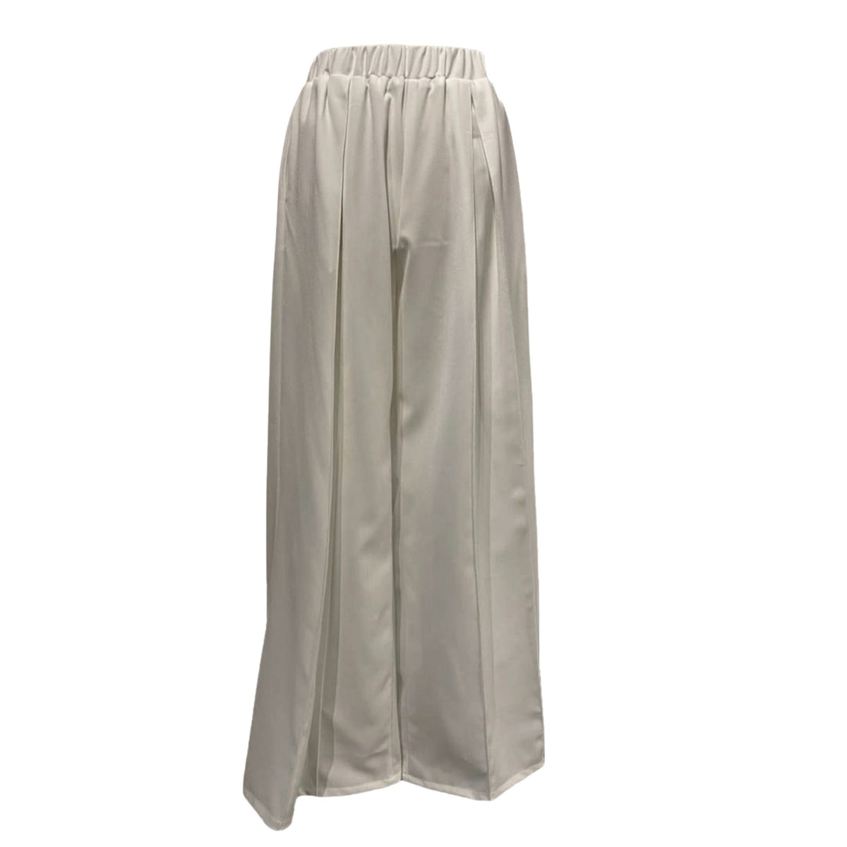 OTKUTYR - White Wide-Leg Pleated Crepe Pants with Elastic Waist, buy at DOORS NYC