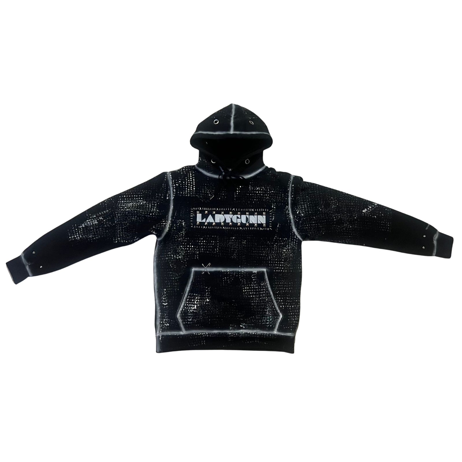 Black Graphic Hoodie with LADYGUNN Logo | MINDBLOWN x BTSA