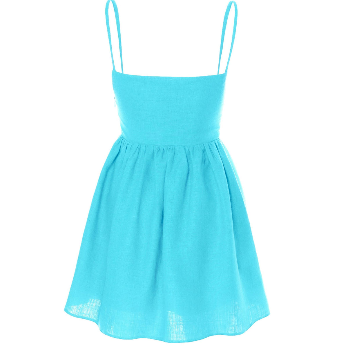 Mini Summer Dress With Corset and Straps - Blue