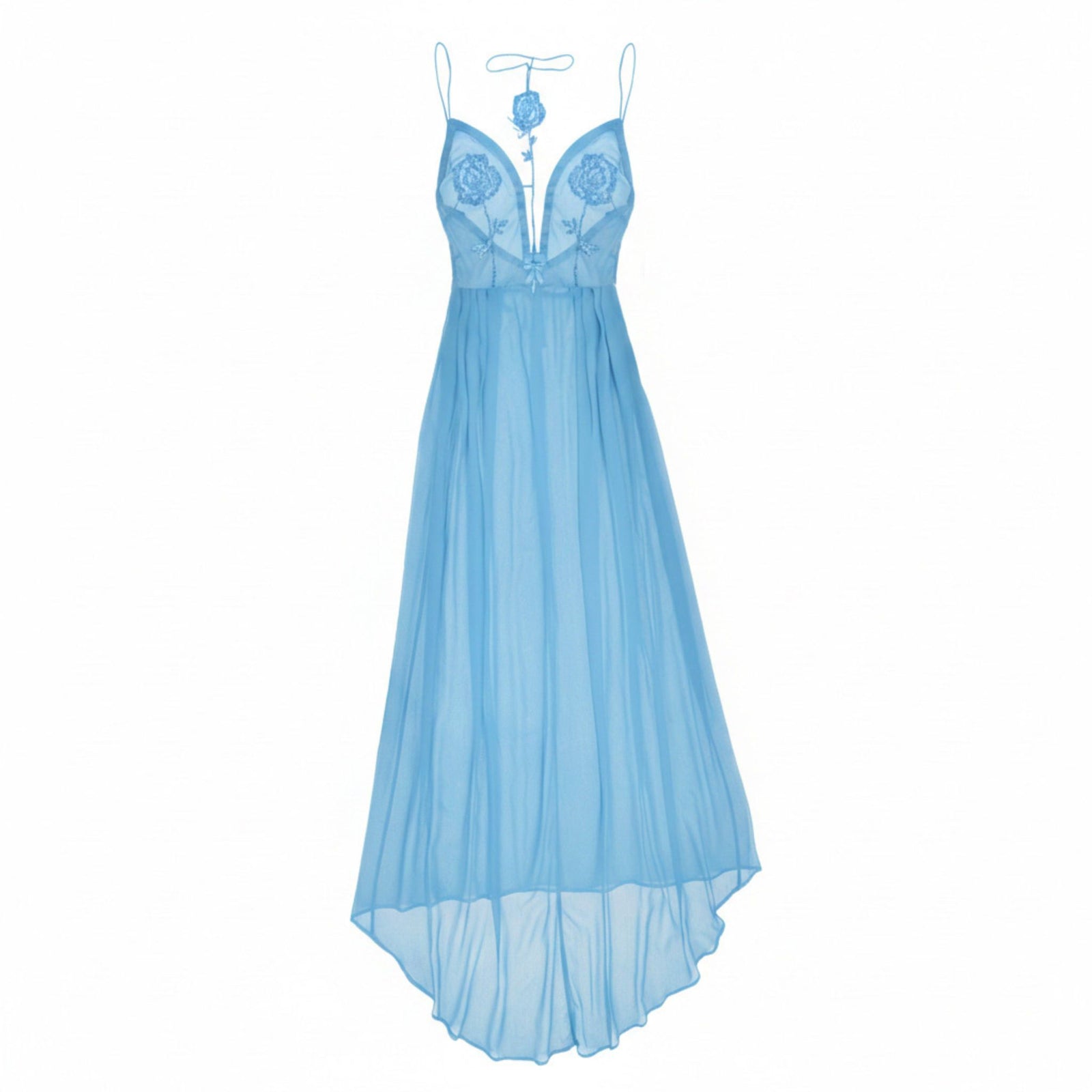 Rose Embroidered Maxi Dress | Blue