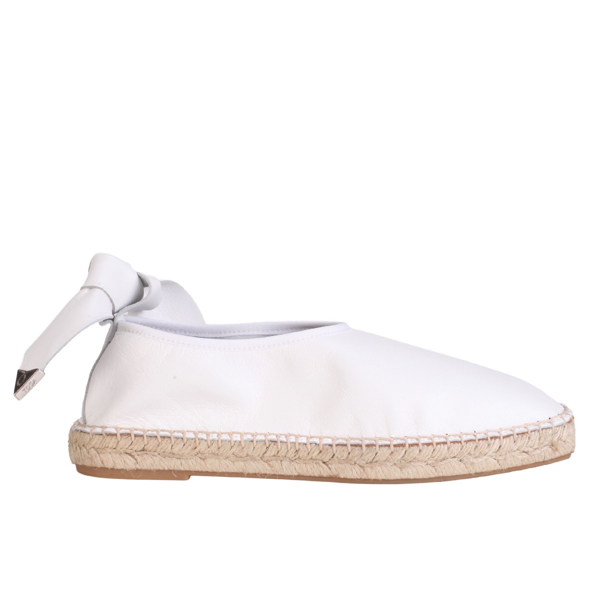 White Leather Espadrille Slip-On with Chain