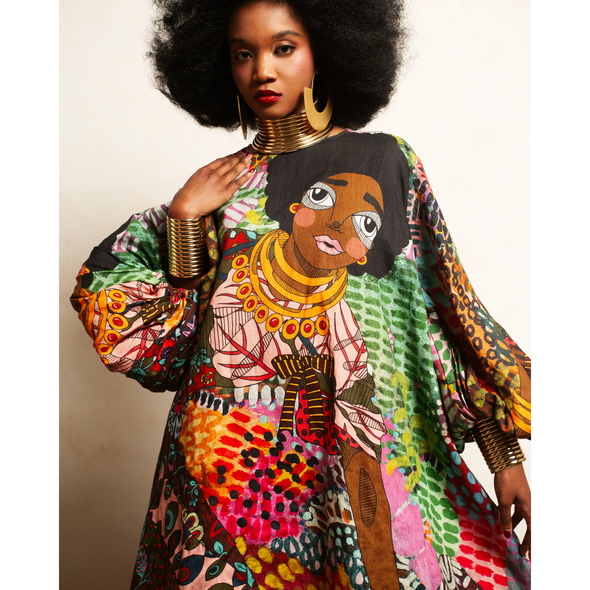 A-Line Balloon Sleeve Dress