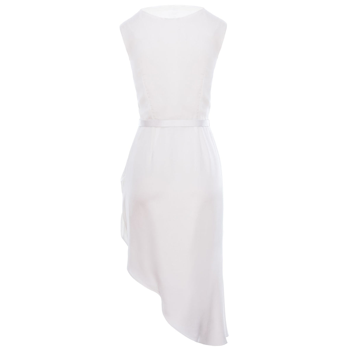 Cowl Neckline Asymmetric Viscose Midi Dress - White