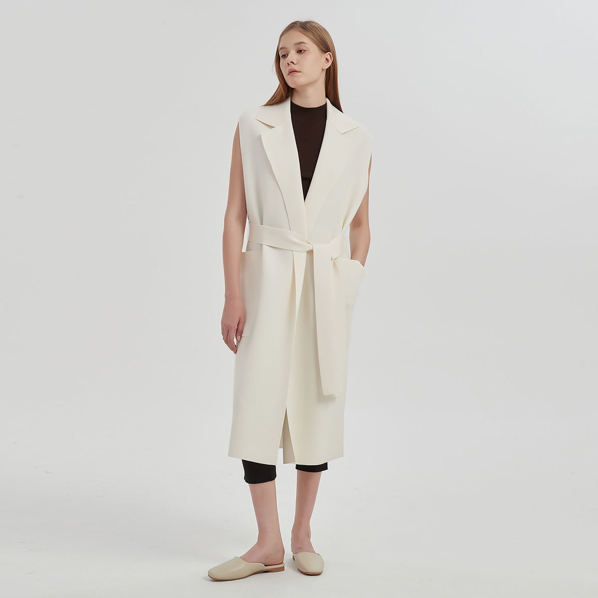 NUAJE NUAJE - Merino Cardigan Vest | White buy at DOORS NYC