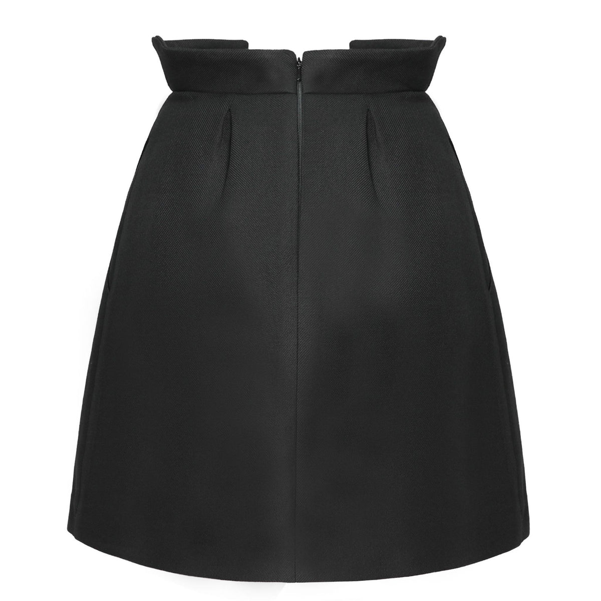 Black Wool Wrap Mini Skirt