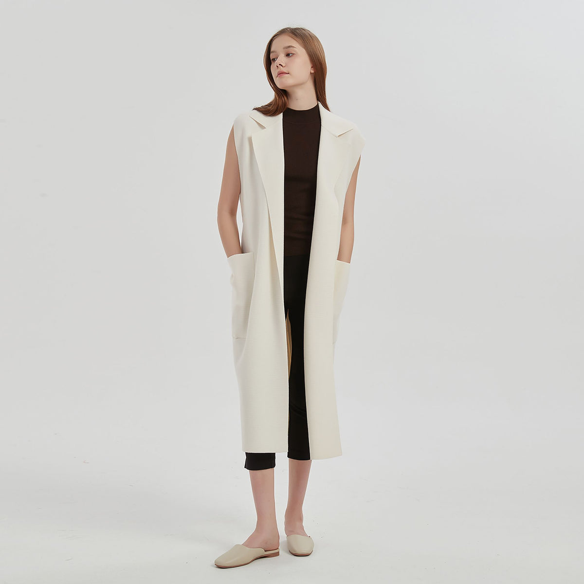 NUAJE NUAJE - Merino Cardigan Vest | White buy at DOORS NYC