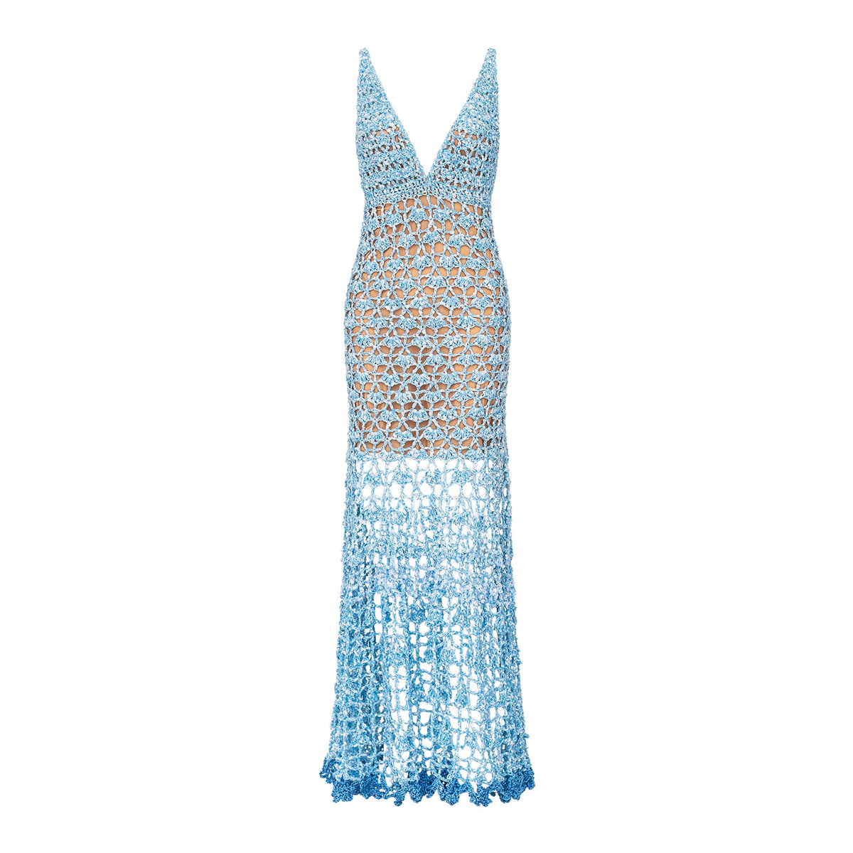 Light blue lace dress on a white background