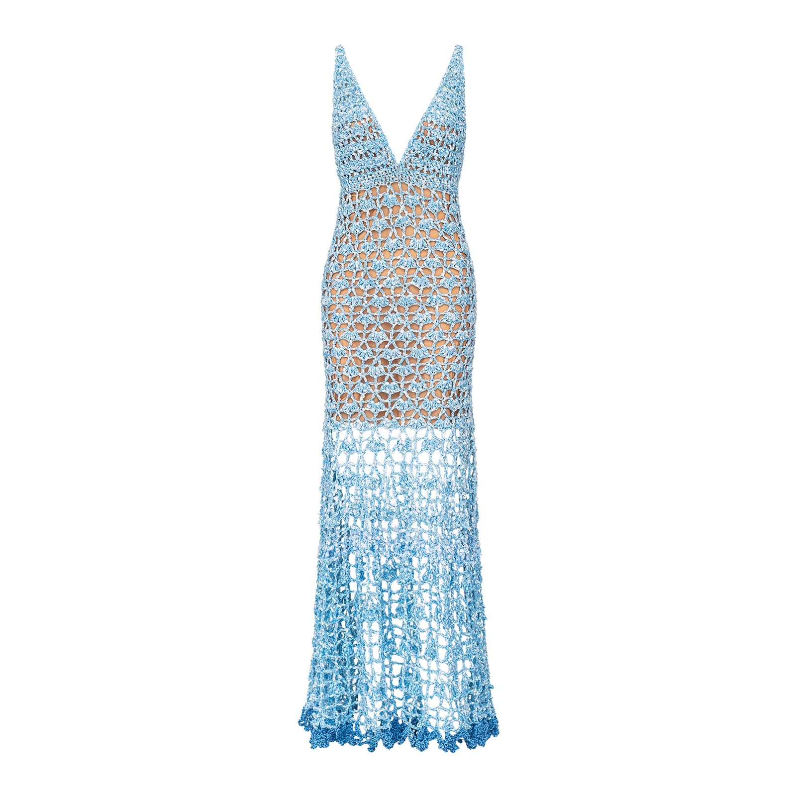 Light blue lace dress on a white background