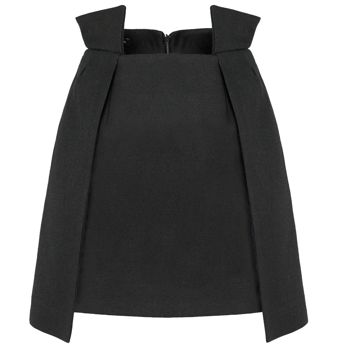 Black Wool Wrap Mini Skirt