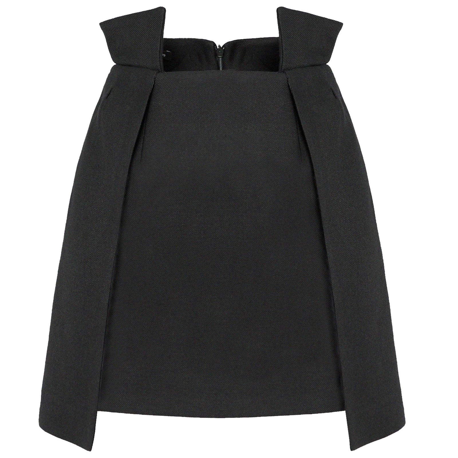 Black Wool Wrap Mini Skirt