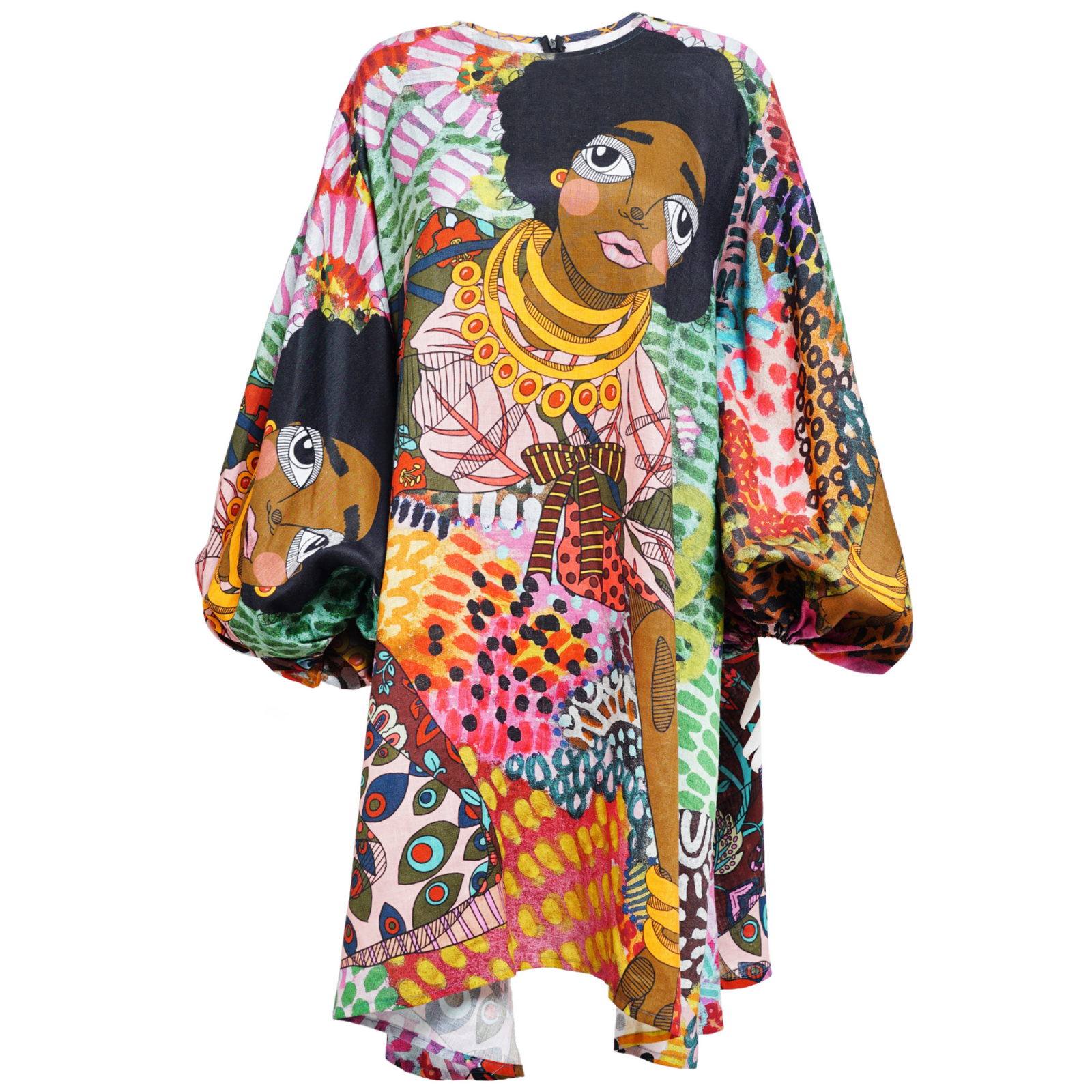 A-Line Balloon Sleeve Dress