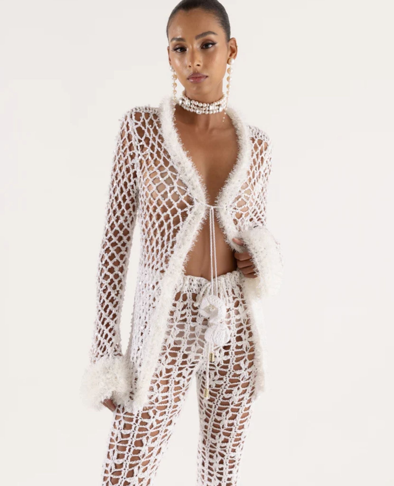 ANDREEVA - White Vanilla Handmade Crochet Pants, buy at DOORS NYC