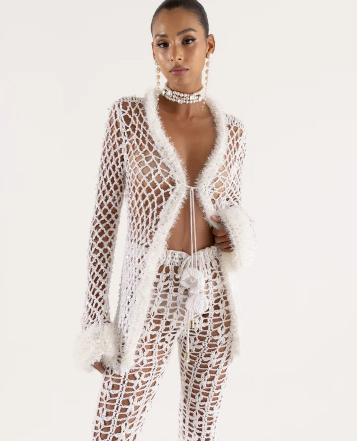 ANDREEVA - White Vanilla Handmade Crochet Pants, buy at DOORS NYC