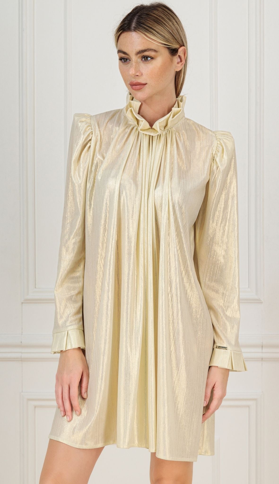 KAIANE DESIGNS - Metallic Mini Dress | Gold at DOORS NYC