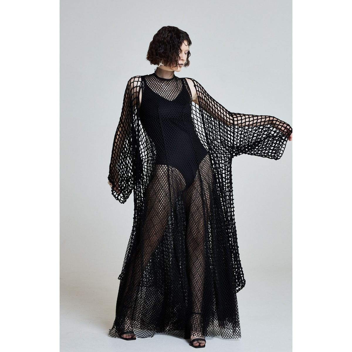 Midnight Net Robe in Black