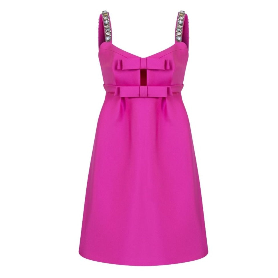 Embellished Strap Mini Dress | Fuchsia