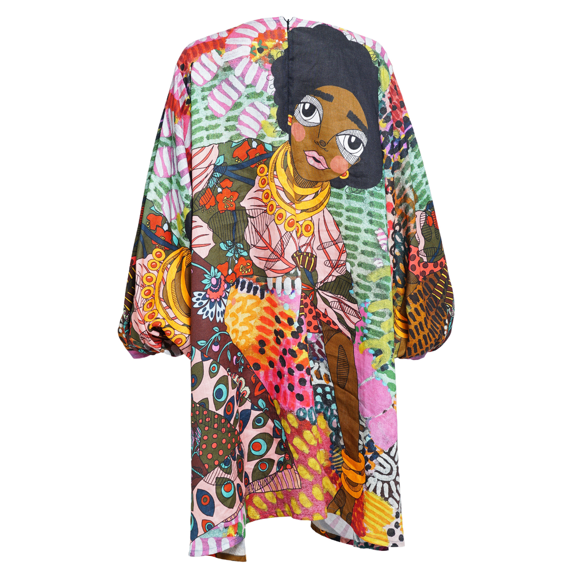 A-Line Balloon Sleeve Dress