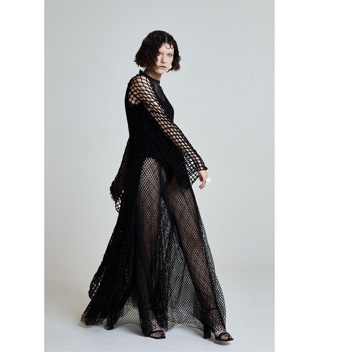 Midnight Net Robe in Black