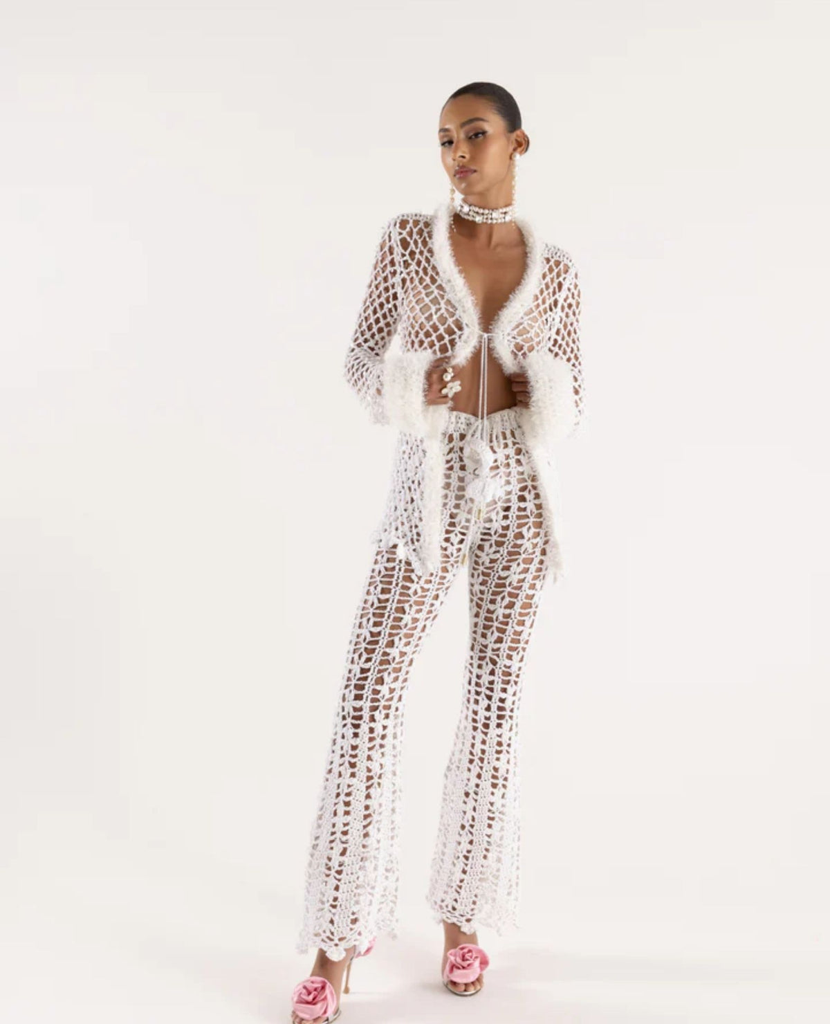 ANDREEVA - White Vanilla Handmade Crochet Pants, buy at DOORS NYC