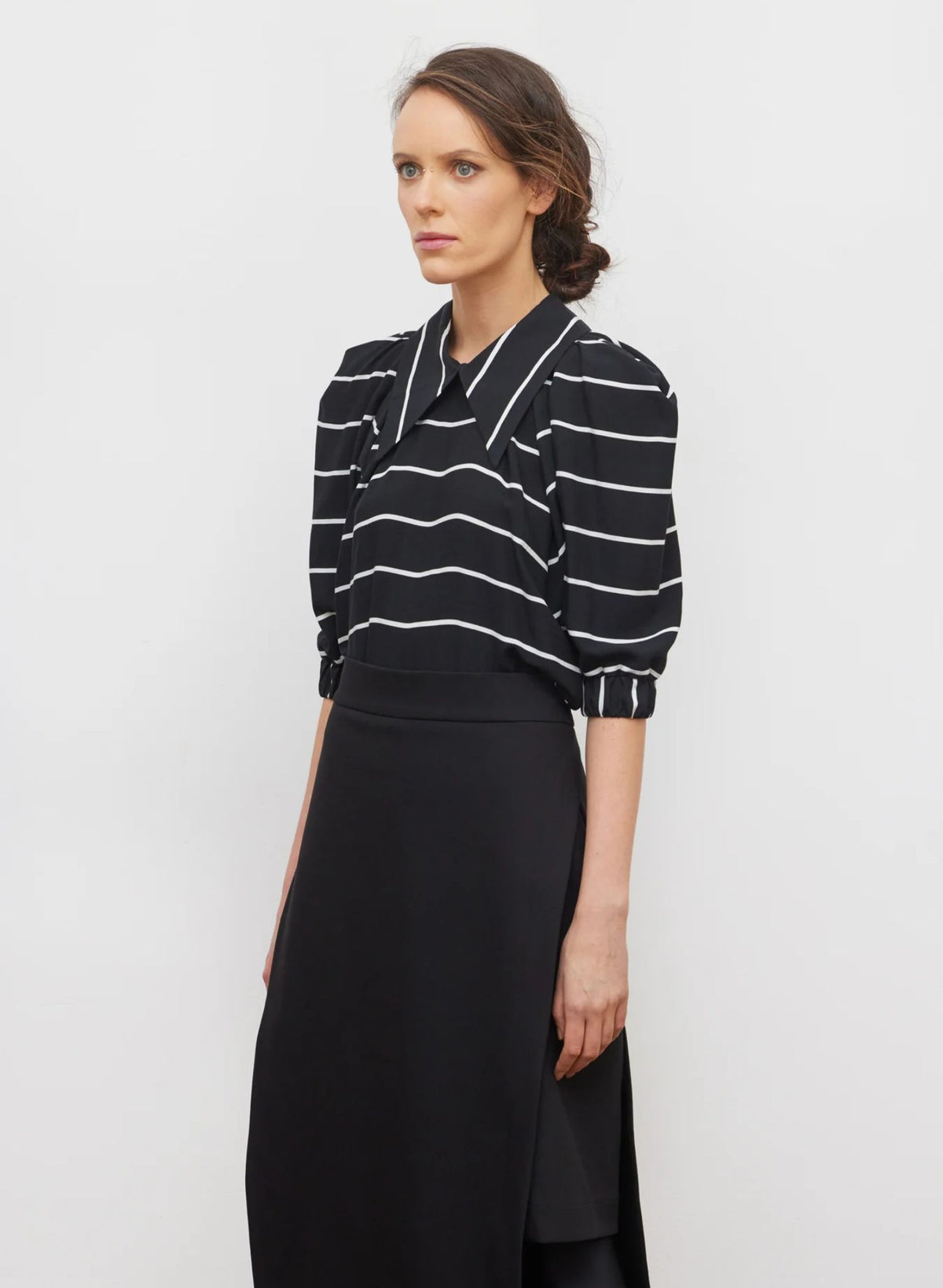 JULIA ALLERT - Striped Blouse | Black, buy at DOORS NYC