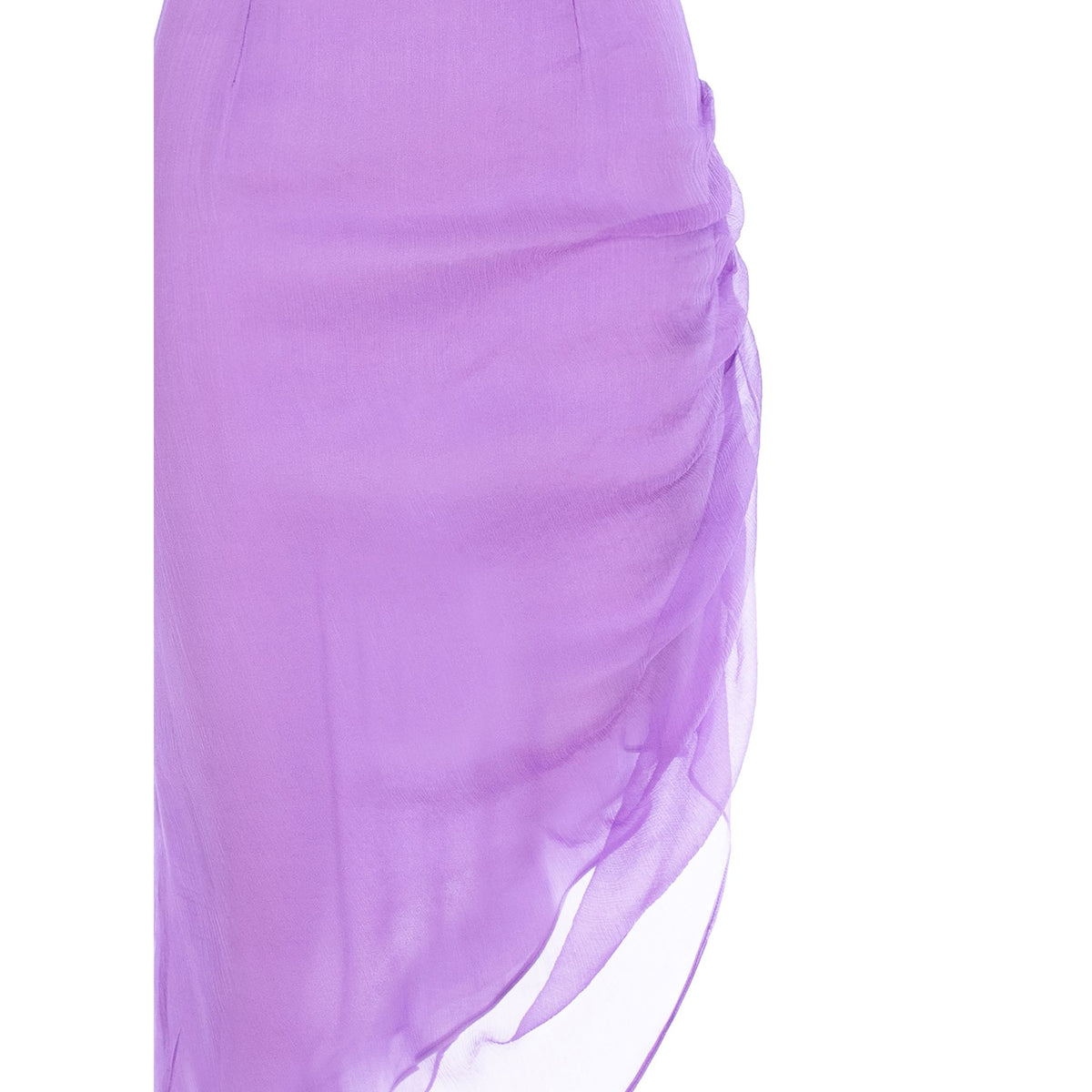 Rose Asymmetric Silk Midi Dress With Straps And Side Gathering