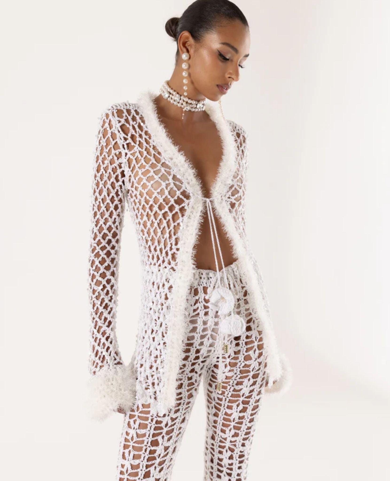ANDREEVA - White Vanilla Handmade Crochet Pants, buy at DOORS NYC