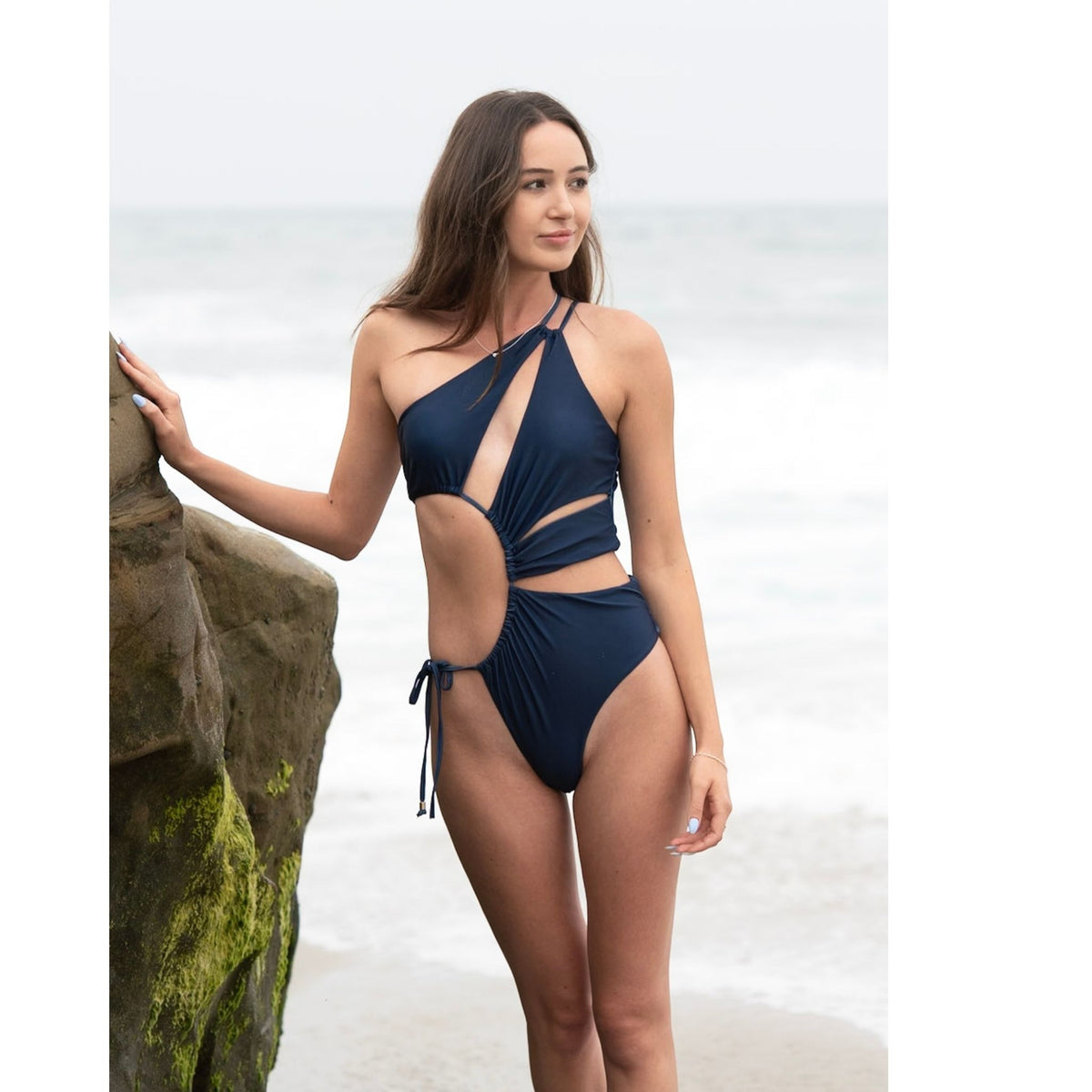 Midnight Blue Cut-Out One-Piece Swimsuit