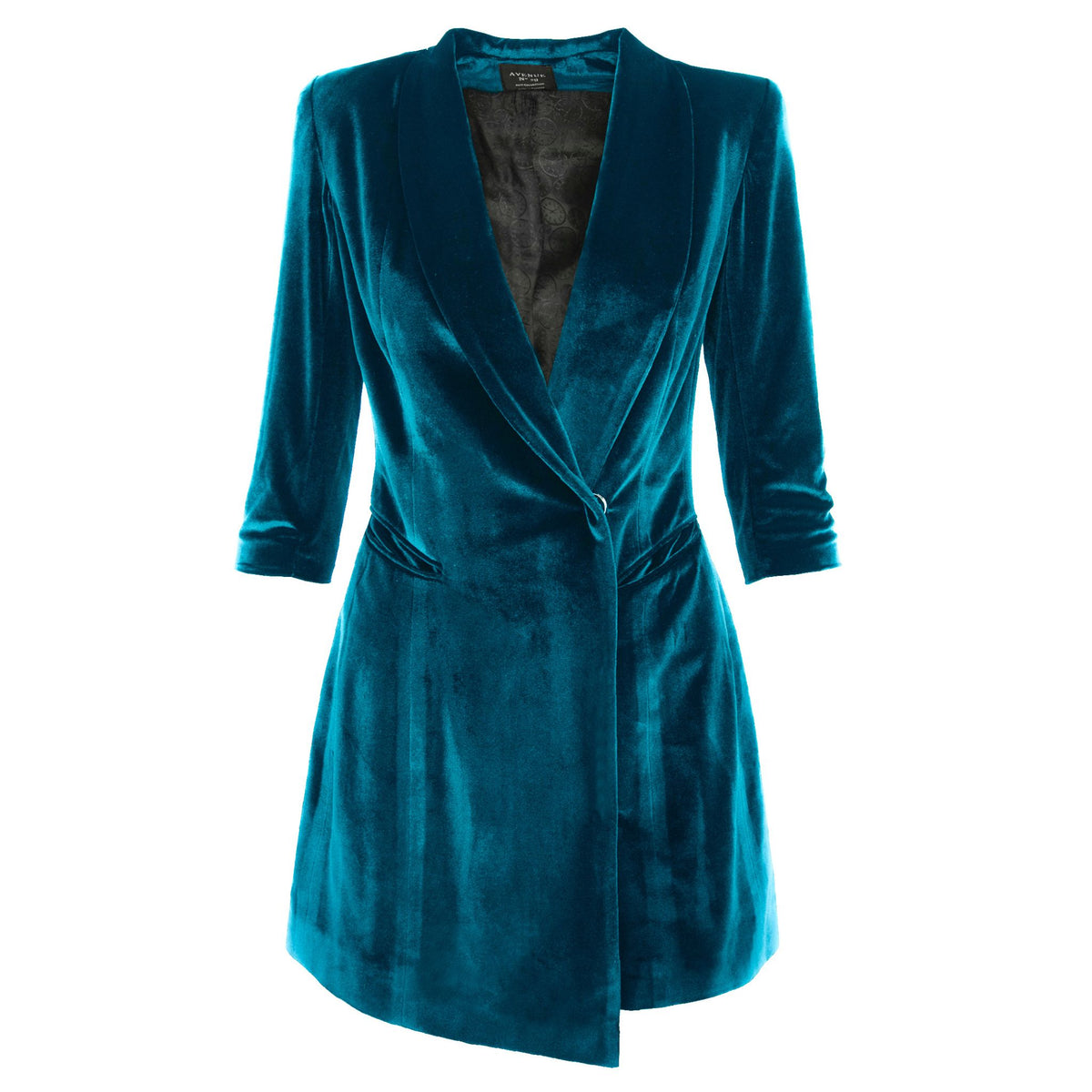 Turquoise Asymmetric Velvet Blazer Dress