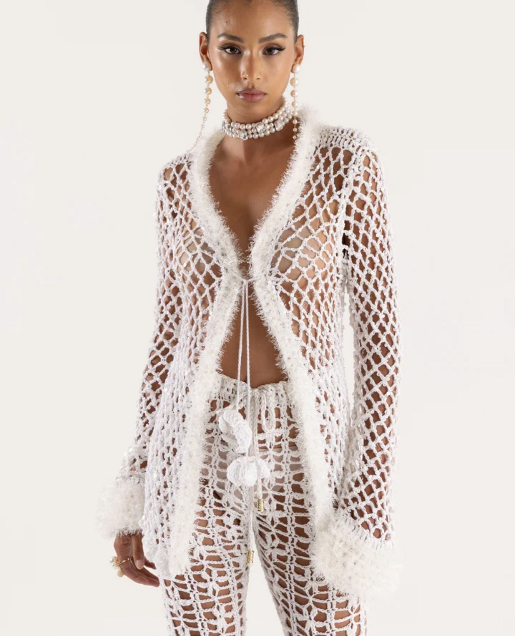 ANDREEVA - White Vanilla Handmade Crochet Pants, buy at DOORS NYC