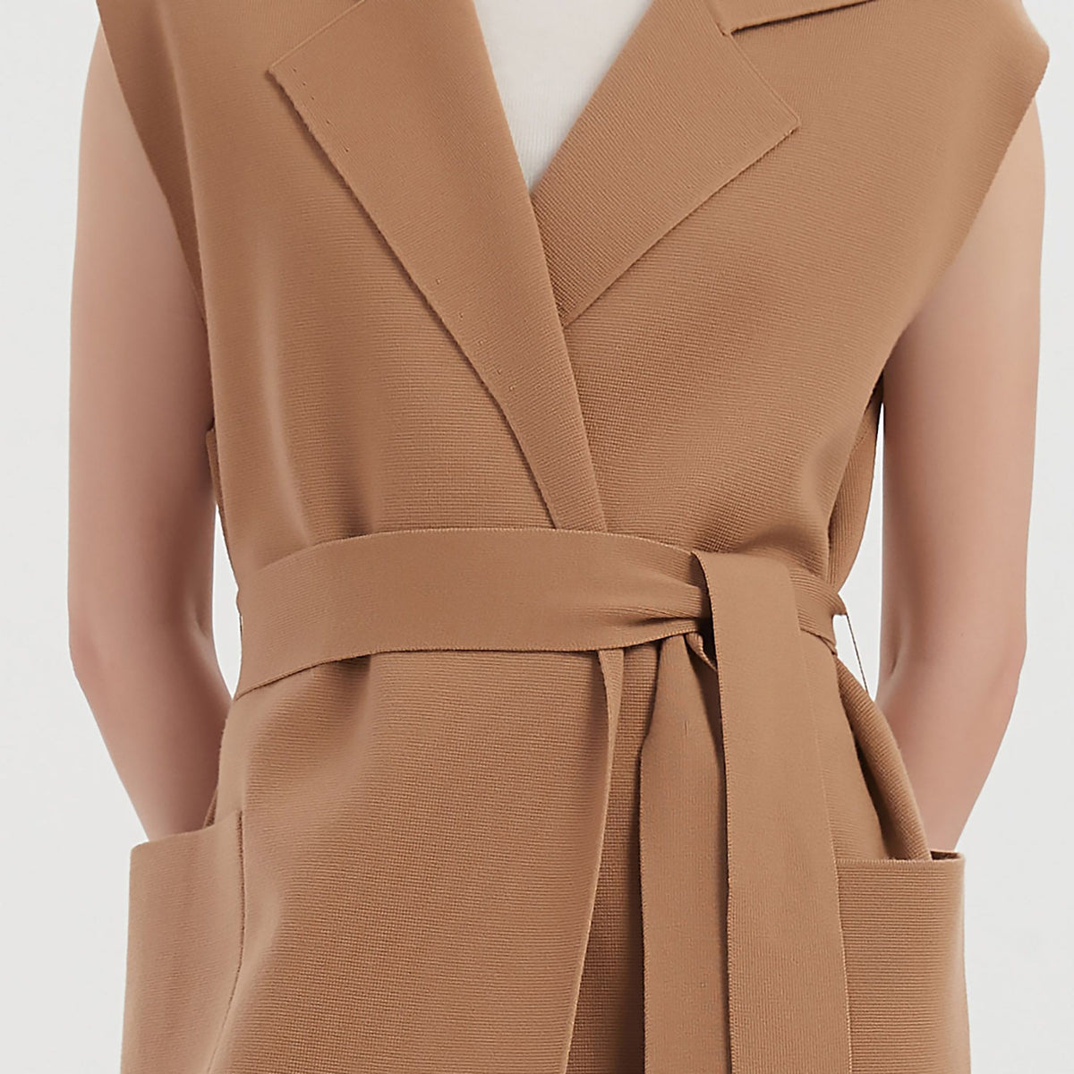 NUAJE NUAJE - Merino Cardigan Vest | Camel buy at DOORS NYC