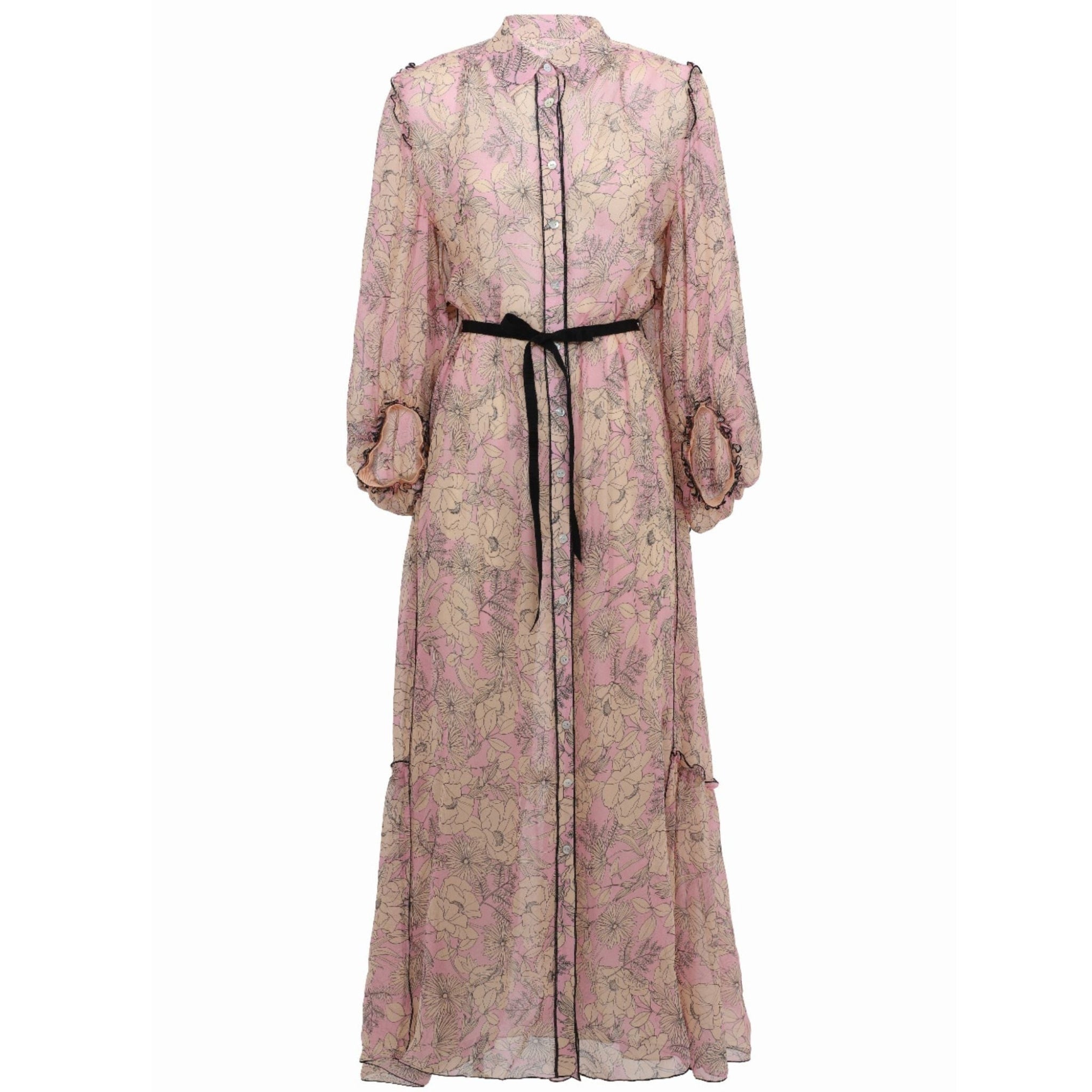 knee length dresses for ladies GEORGETTE - Blush Garden Maxi Dress